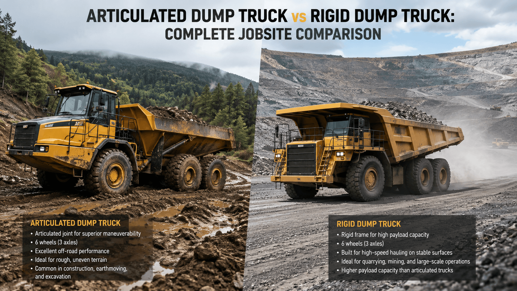 Articulated Dump Truck vs Rigid Dump Truck: Complete Jobsite Comparison