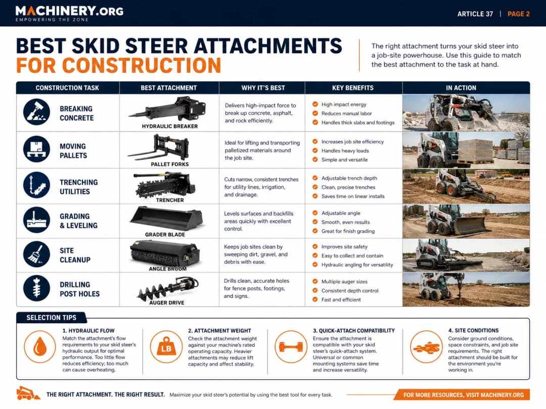 Best Skid Steer Attachments for Construction
