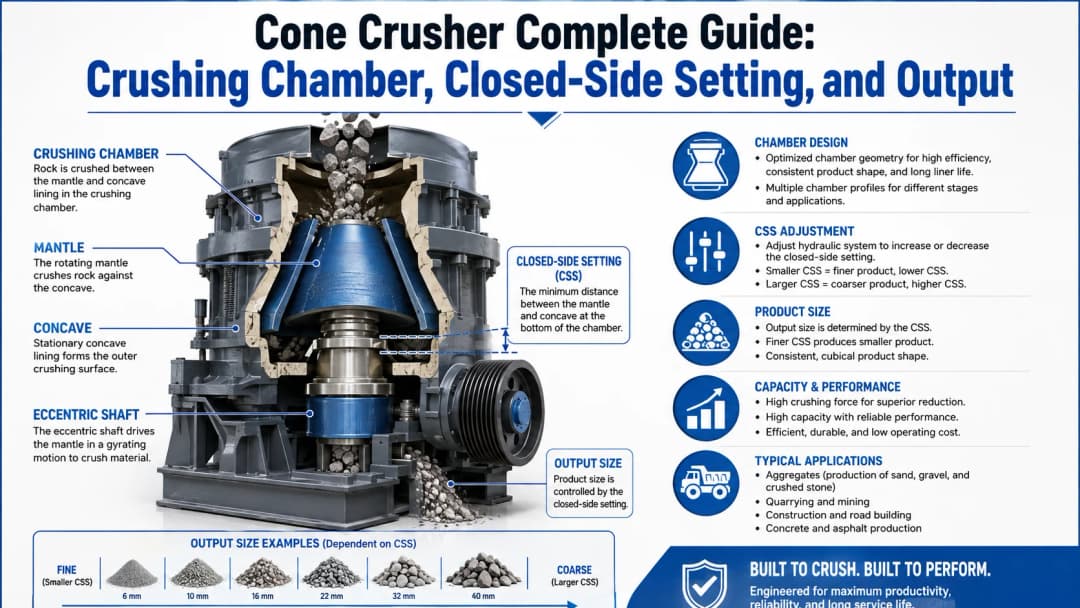 Cone Crusher Complete Guide: Crushing Chamber, Closed-Side Setting, and Output