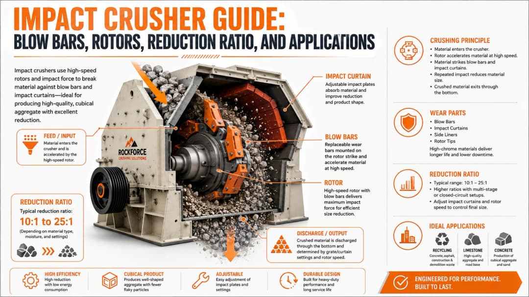 Impact Crusher Guide: Blow Bars, Rotors, Reduction Ratio, and Applications
