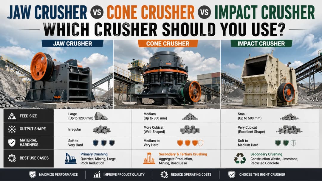 Jaw Crusher vs Cone Crusher vs Impact Crusher: Which Crusher Should You Use?