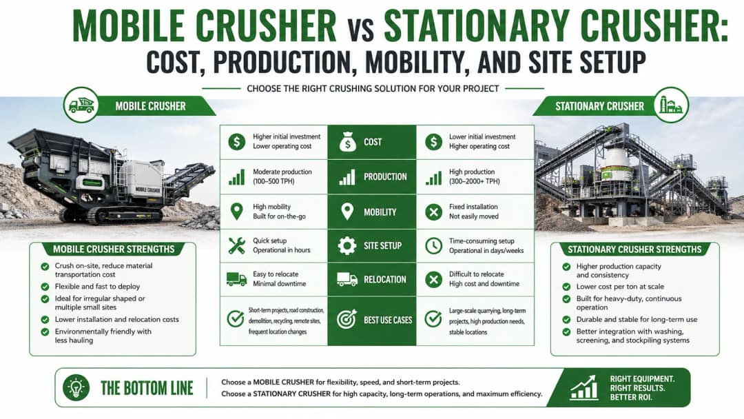 Mobile Crusher vs Stationary Crusher: Cost, Production, Mobility, and Site Setup