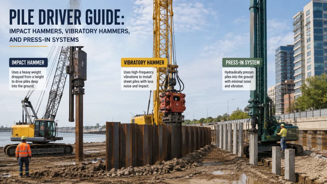 Pile Driver Guide: Impact Hammers, Vibratory Hammers, and Press-In Systems