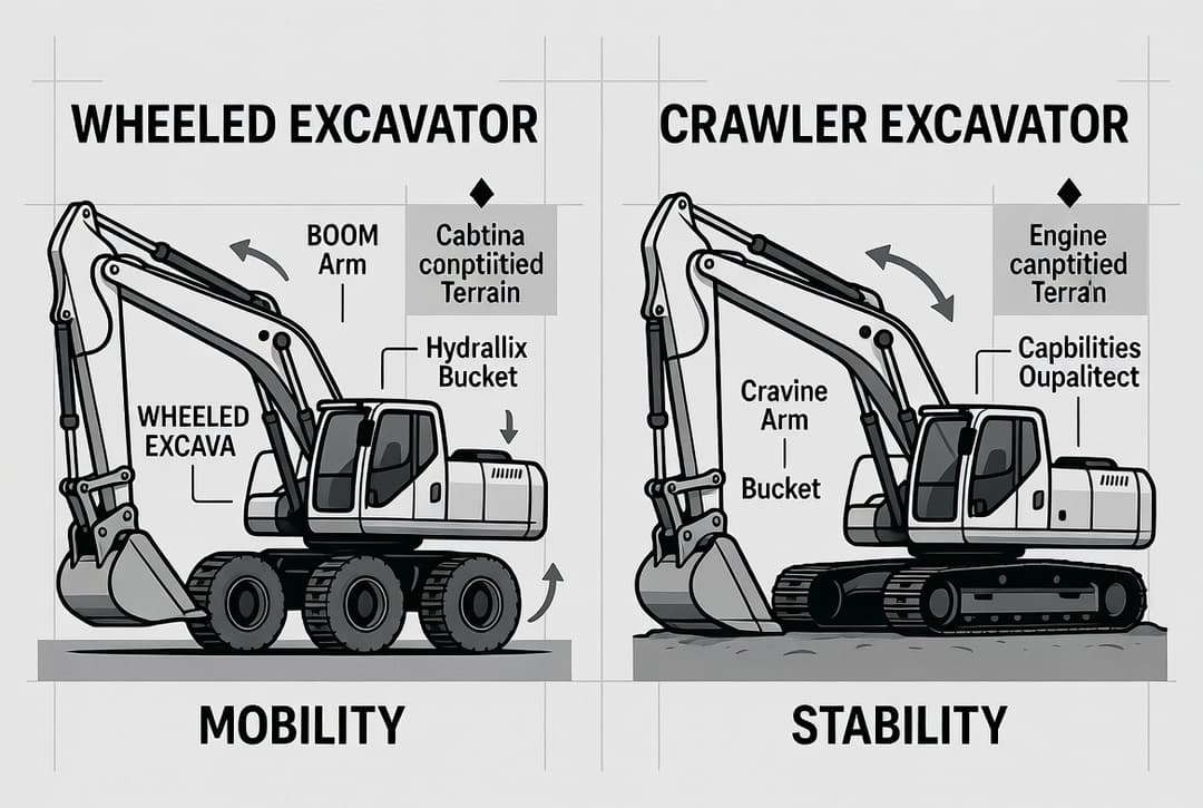 Wheeled Excavator versus Crawler Excavator