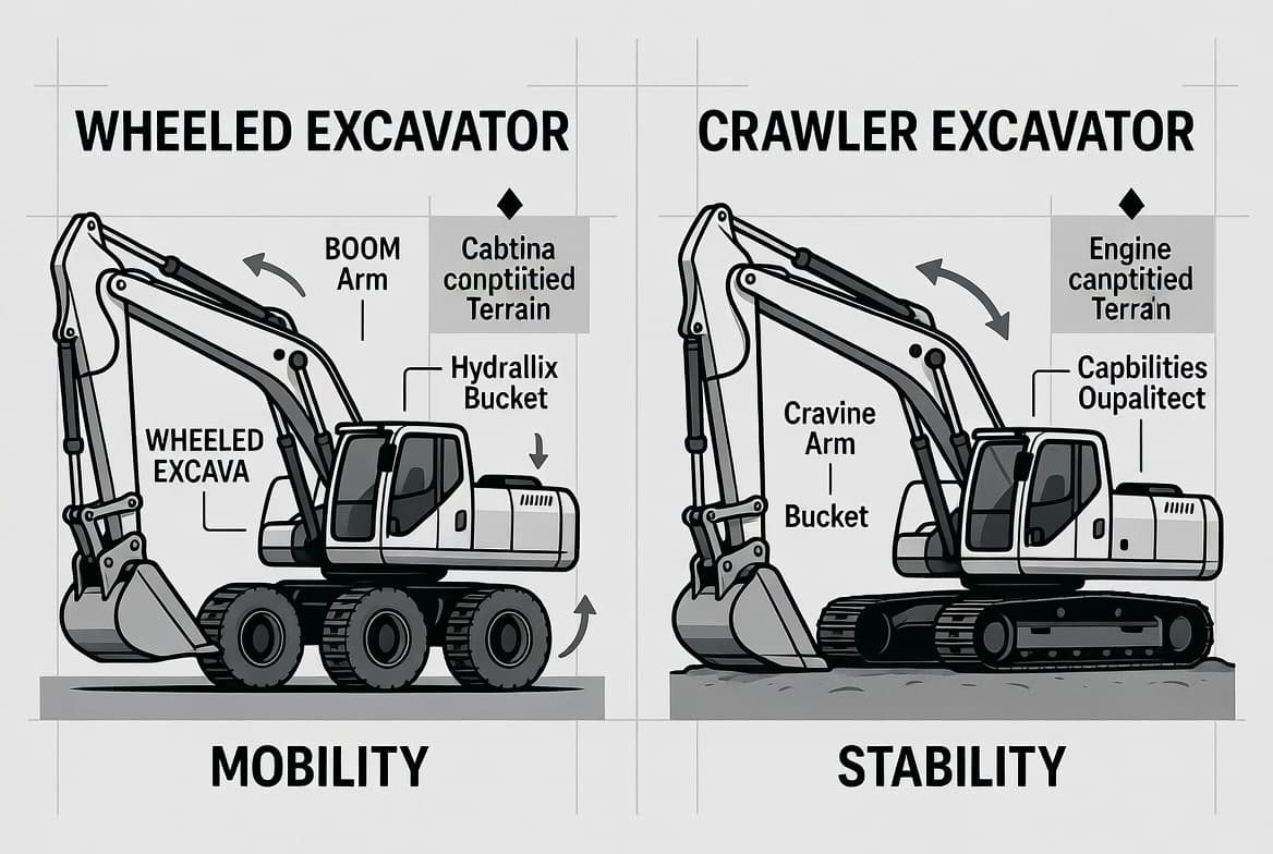 Wheeled Excavator versus Crawler Excavator