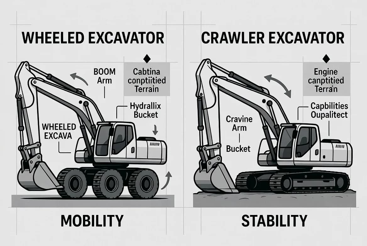 Wheeled Excavator versus Crawler Excavator