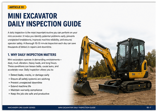 Mini Excavator Daily Inspection Guide