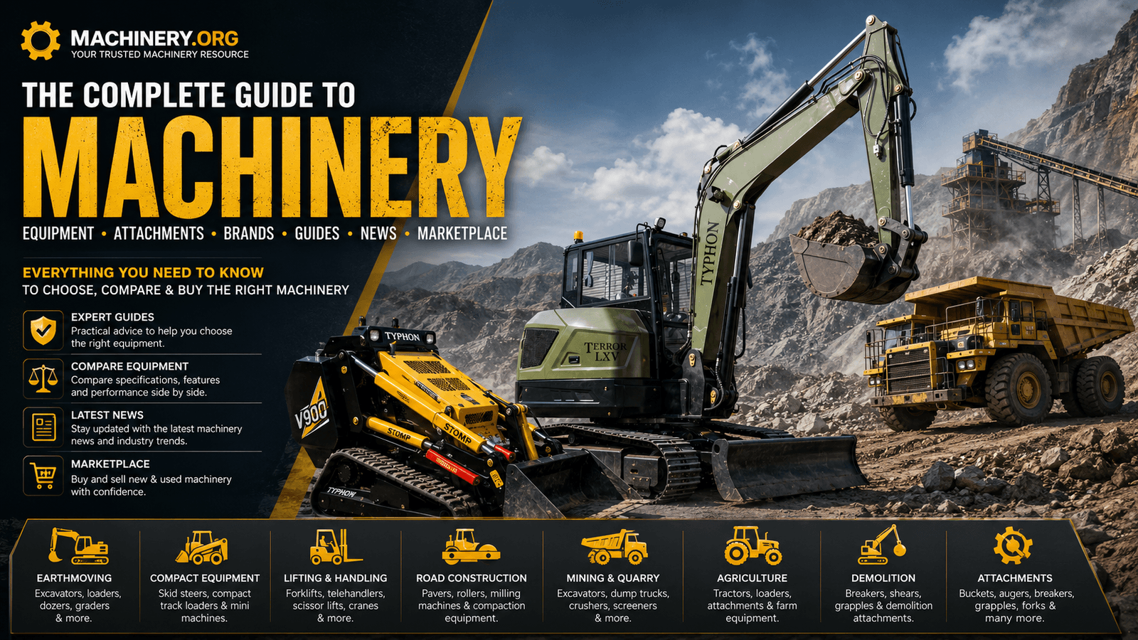 Complete Machinery Guide: Equipment Types, Applications, Attachments, Brands, and Buying Advice