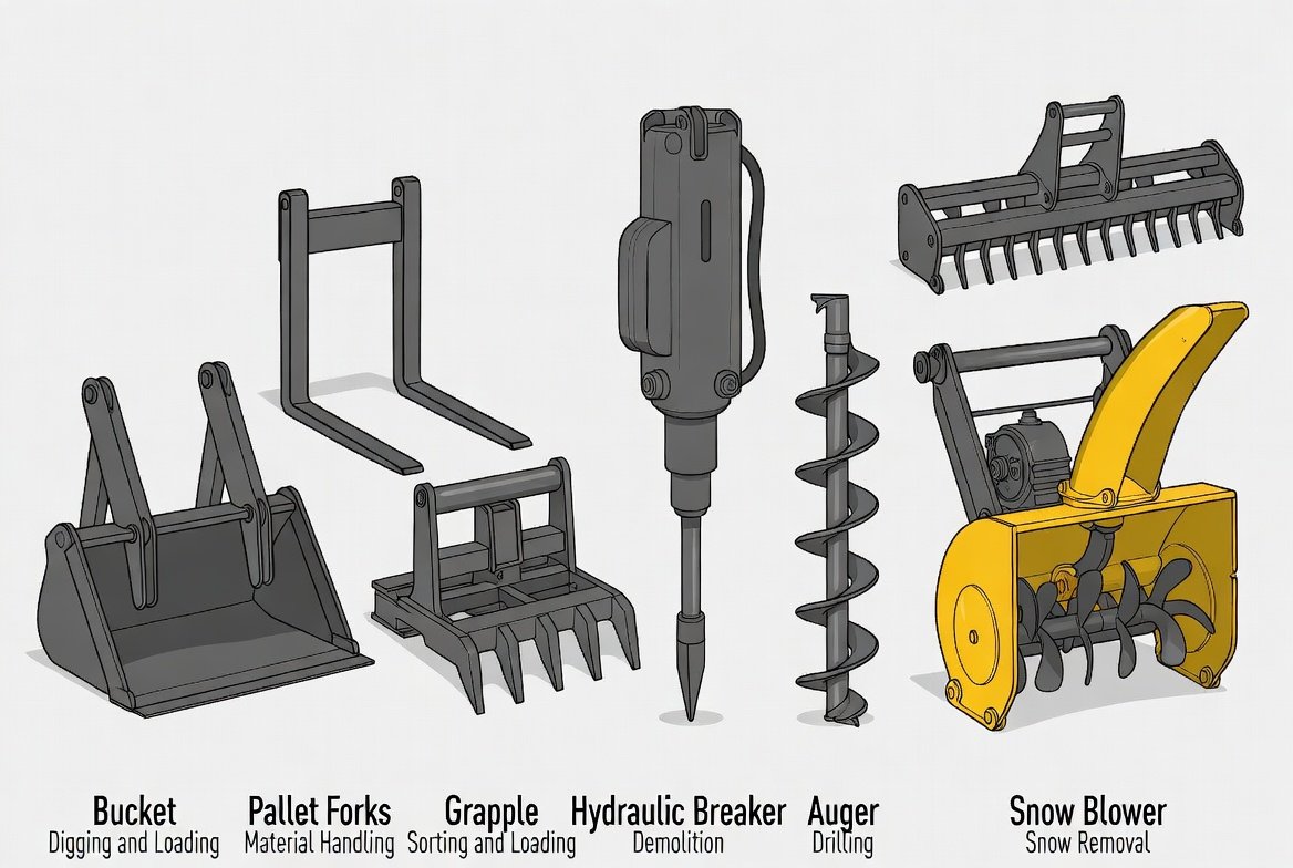 Common skid steer attachments