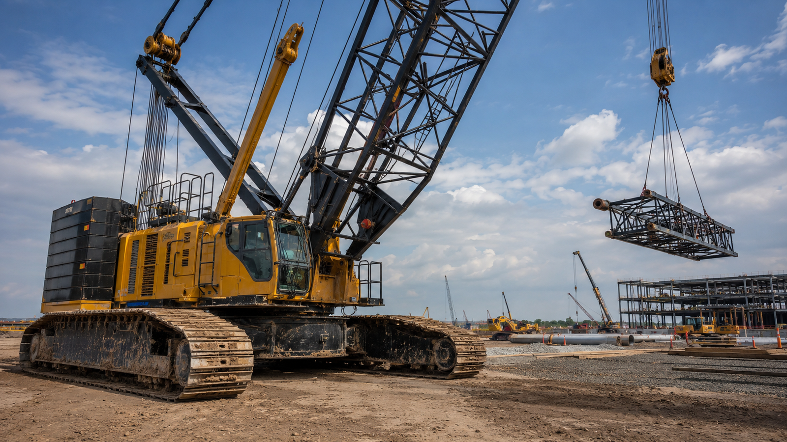 Illustration for Crawler Crane Guide: Ground Pressure, Stability, Boom Setup, and Jobsite Applications