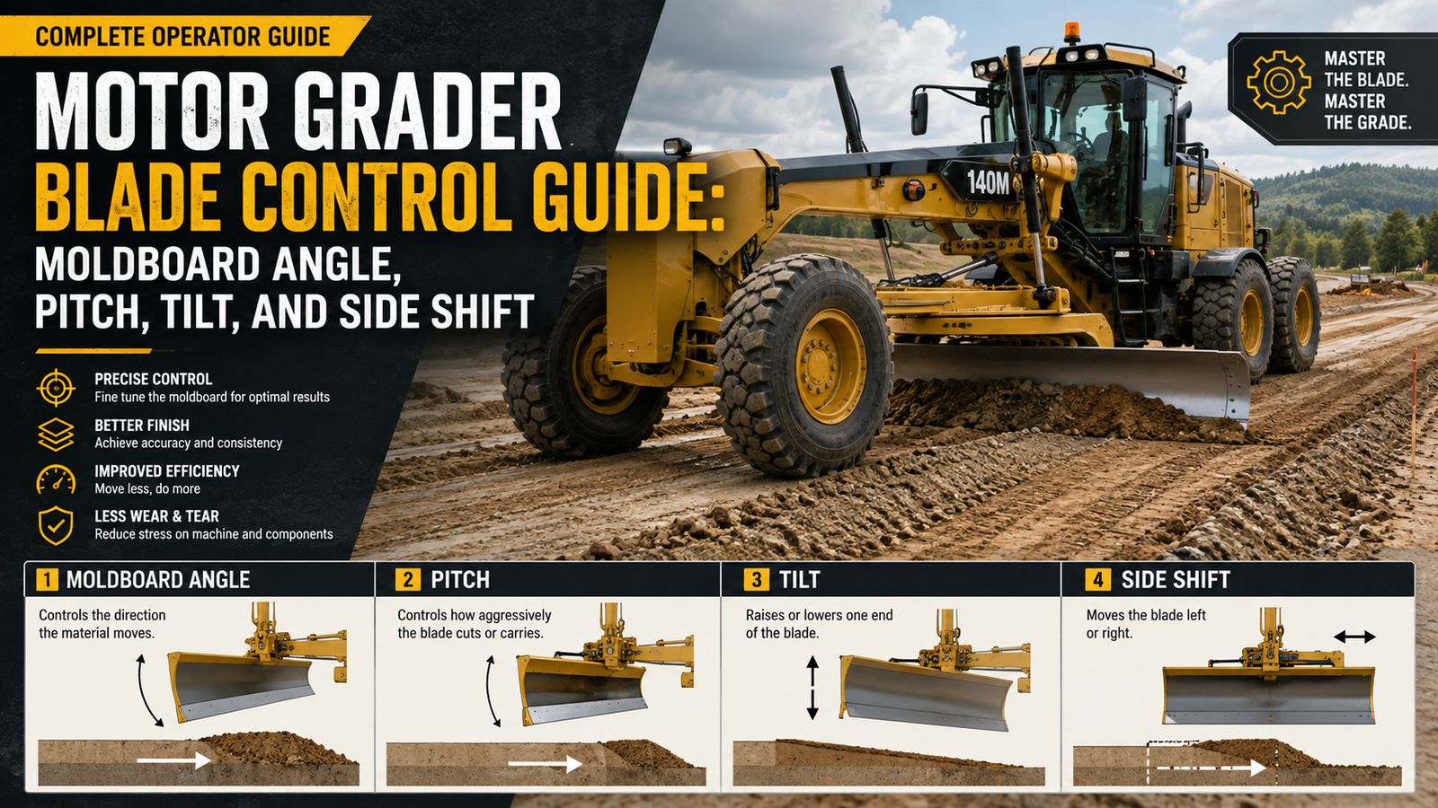 Motor Grader Blade Control Guide illustration