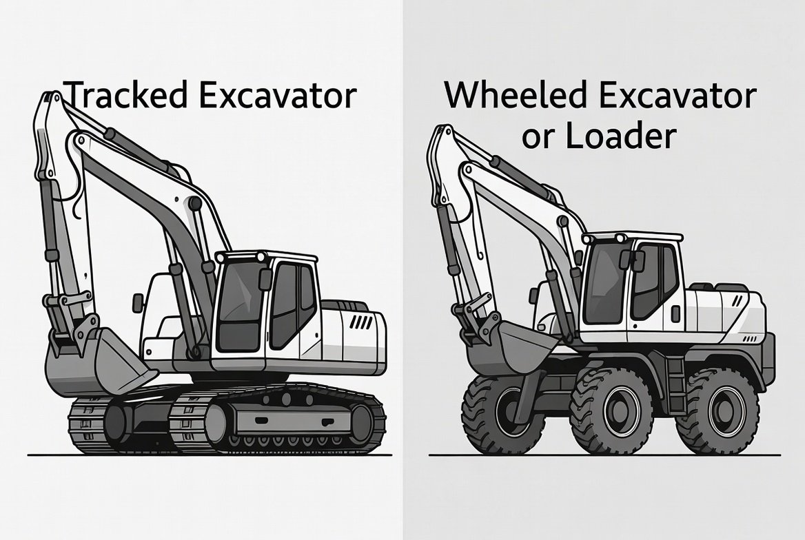 Technical comparison of tracked and wheeled machines