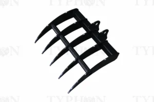 Mini Excavator Attachment Rake 22" Wide TYPHON Attachments For 2-3.5 ton Diggers For TERROR X2 PRO